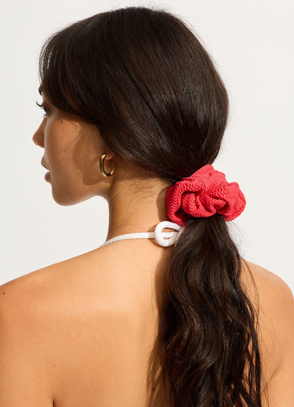 Sea Dive Scrunchies 2/Pack - Chilli/White – Seafolly Australia Sea Dive Scrunchies 2/Pack - Chilli/White – Seafolly Australia