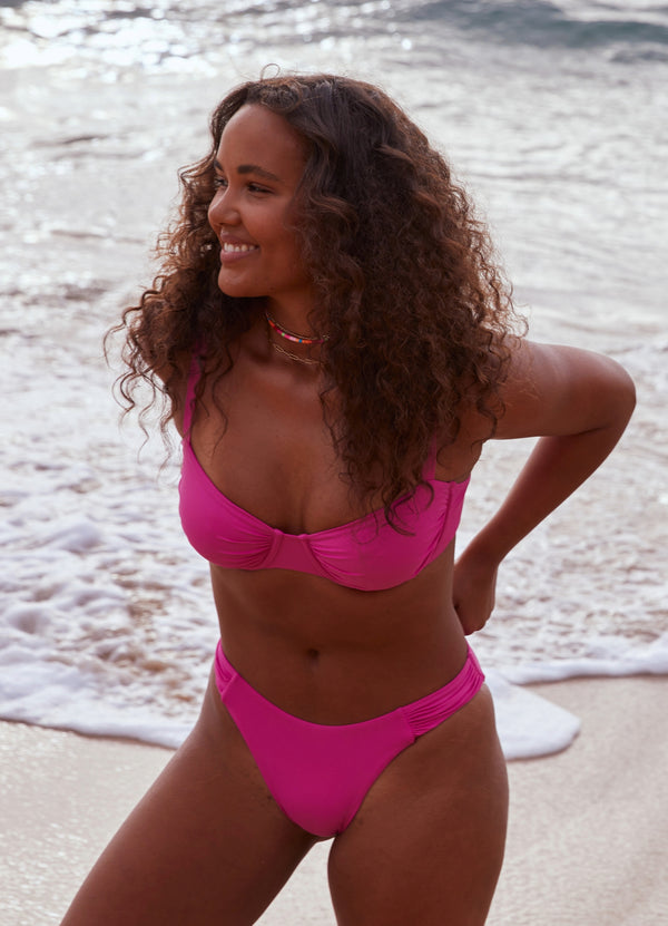 Seafolly Collective Ruched Underwire Bikini Top - Hot Pink