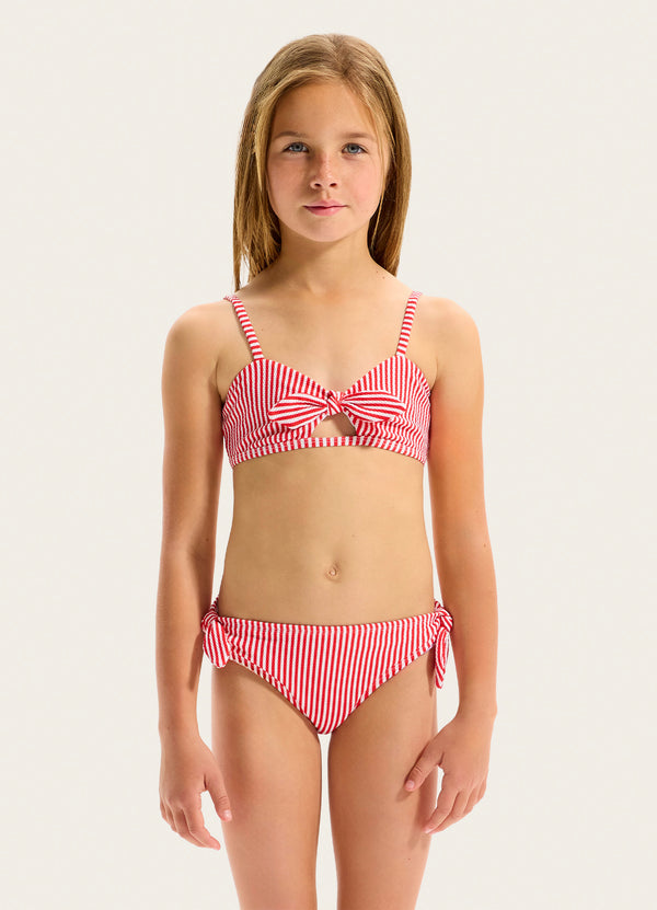 Stripe Chilli Textured Bikini Set