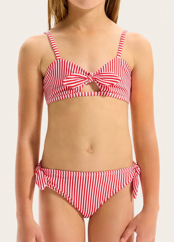 Stripe Chilli Textured Bikini Set