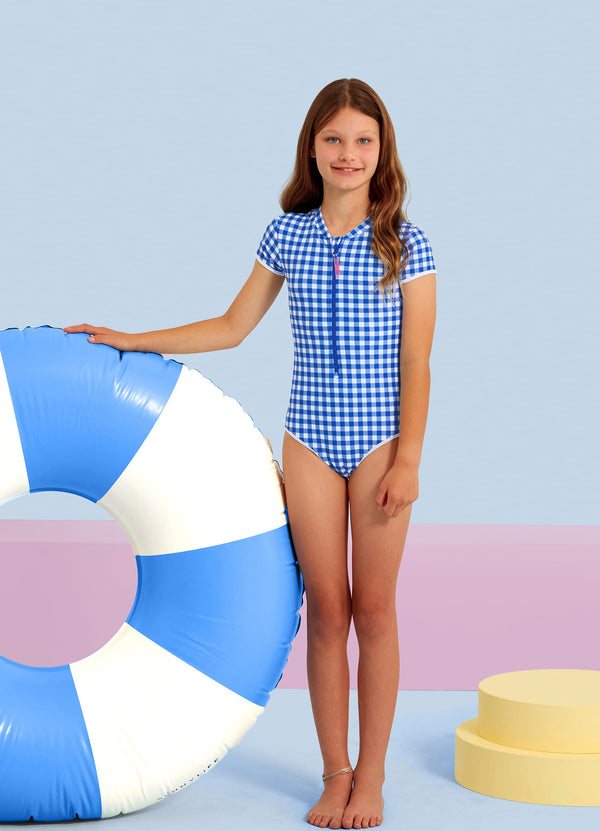 Gingham Paddlesuit - Blue Lottie