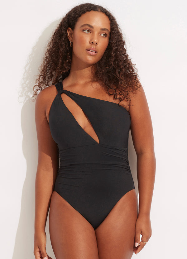 Seafolly Collective One Shoulder One Piece - Black – Seafolly Australia