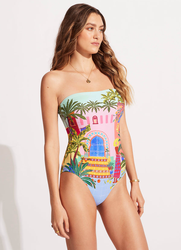 On Vacation Bandeau One Piece - Azure