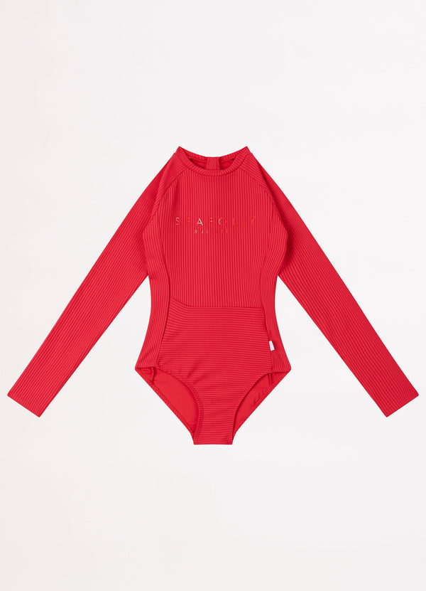 Summer Essential Girls Panelled Paddlesuit - Chilli Red