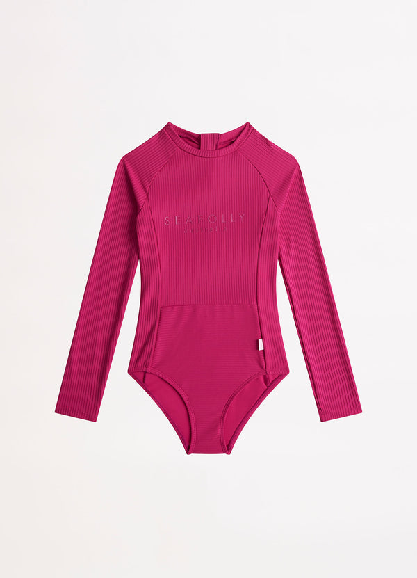 Summer Essential Girls Panelled Paddlesuit - Deep Pink