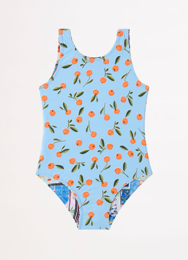 On Vacation Girls Reversible One Piece - Azure