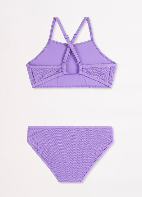 Girls Crossover Back Bikini Set  - Lilac