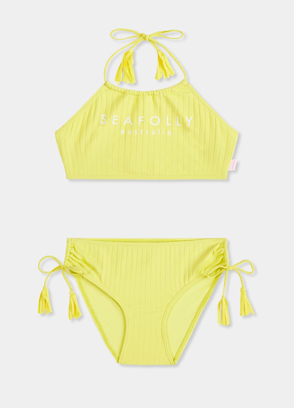 Summer Essential Girls Tasselled Bikini - Lime Light