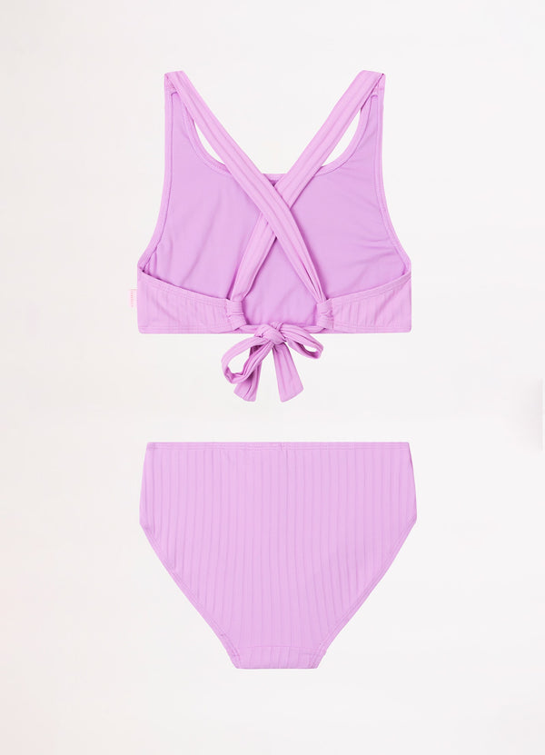Girls Summer Essential Tie Back Bikini  - Violet