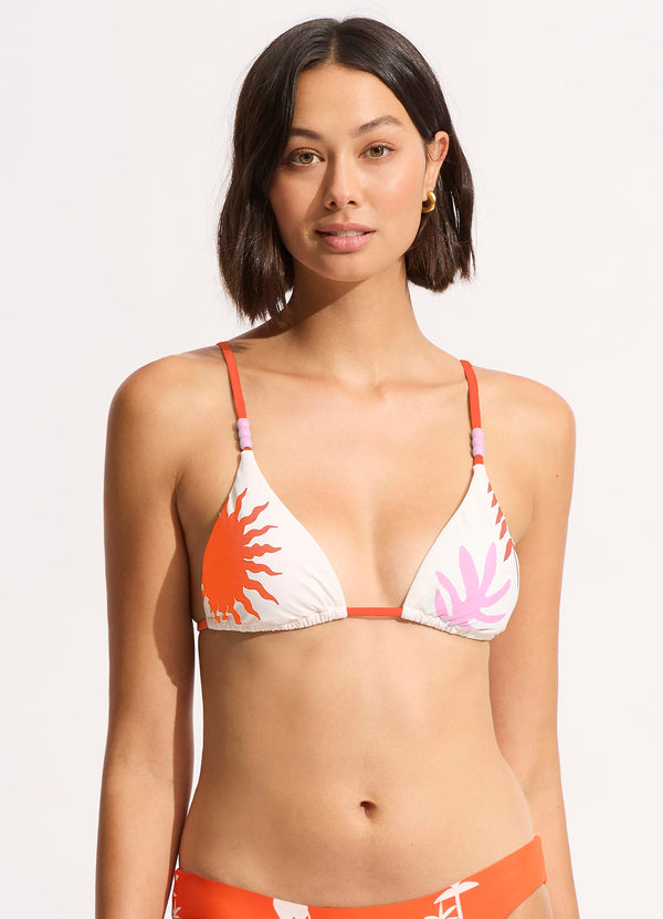 La Palma Reversible Slide Triangle Bikini Top - Tamarillo