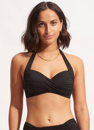 Seafolly Collective Twist Halter Bikini Top - Black