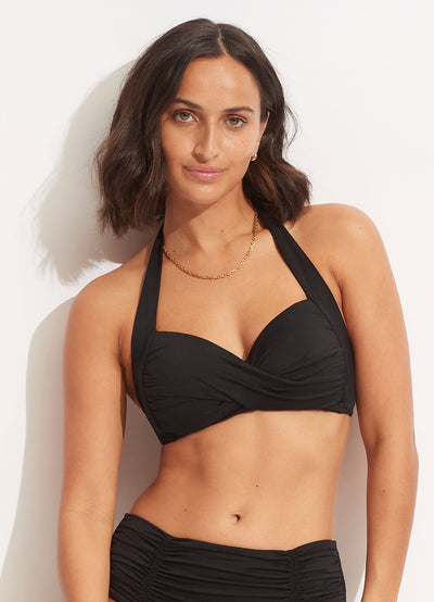 Seafolly Collective Twist Halter Bikini Top - Black