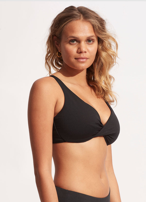 Seafolly Collective Wrap Front F Cup Bra - Black