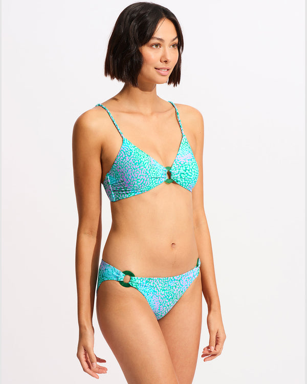 Sea Skin Ring Front Bralette Bikini Top - Vivid Green