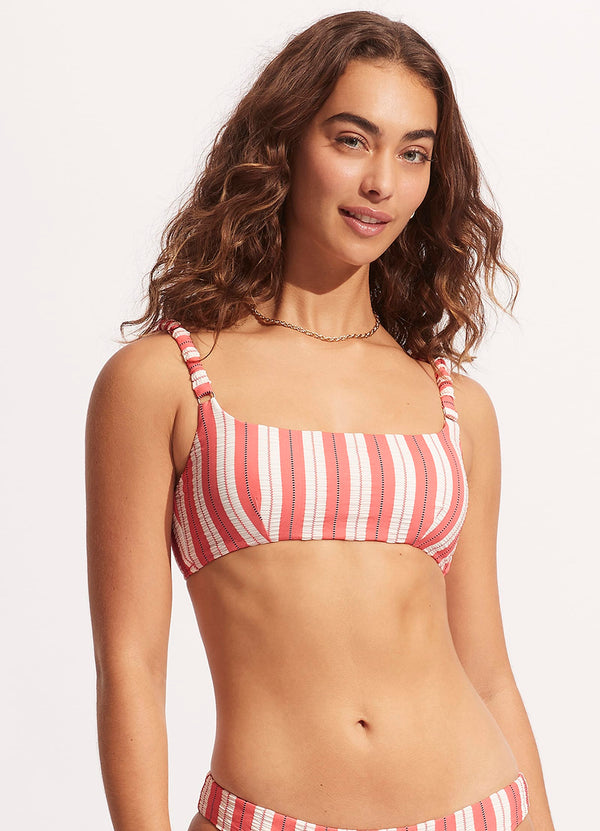 Cabana Gathered Strap Bralette - Sunkissed Coral
