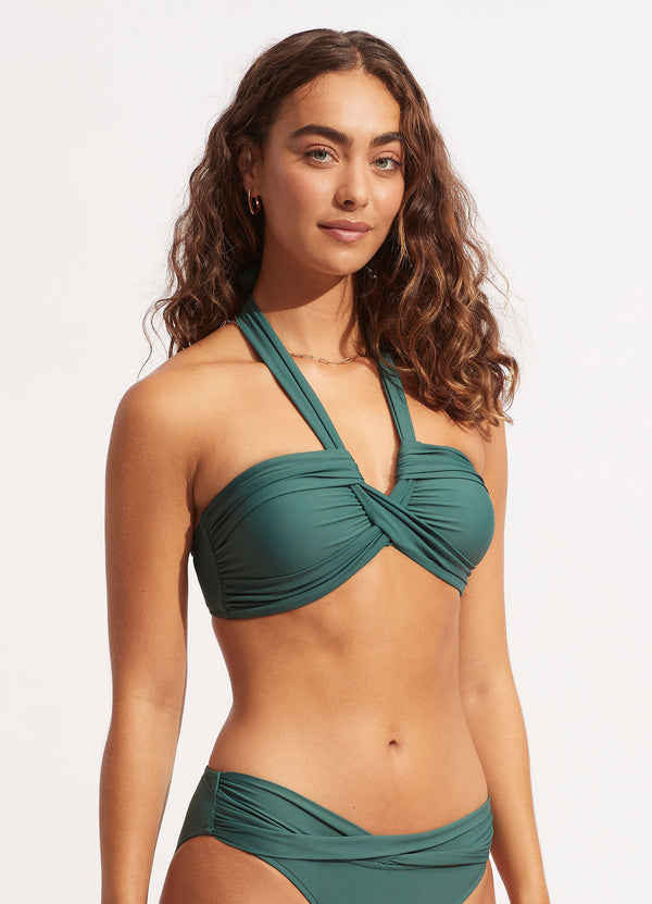 Seafolly Collective Halter Bandeau Bikini Top - Evergreen