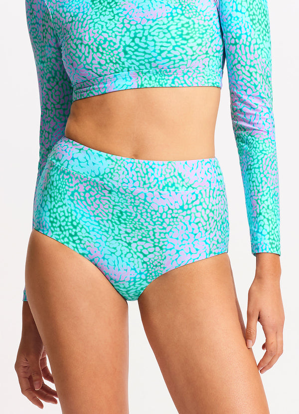 Sea Skin High Waisted Bikini Bottom - Vivid Green