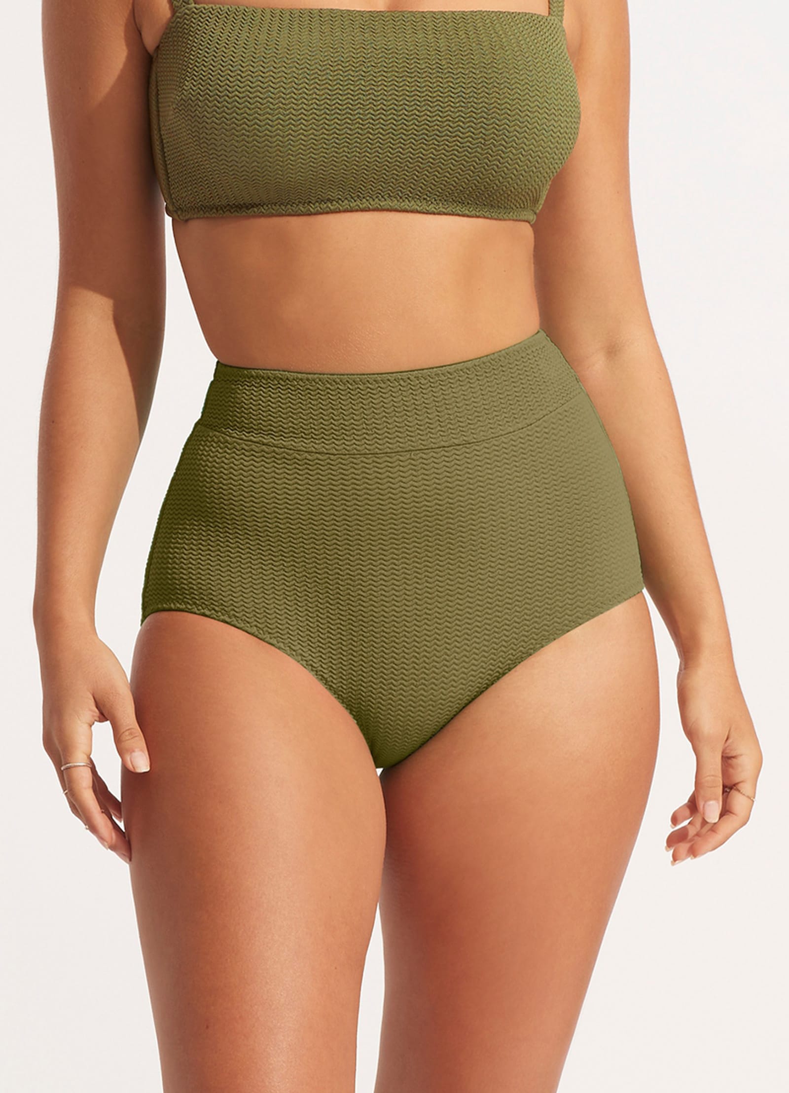 Khaki high hot sale waisted bikini