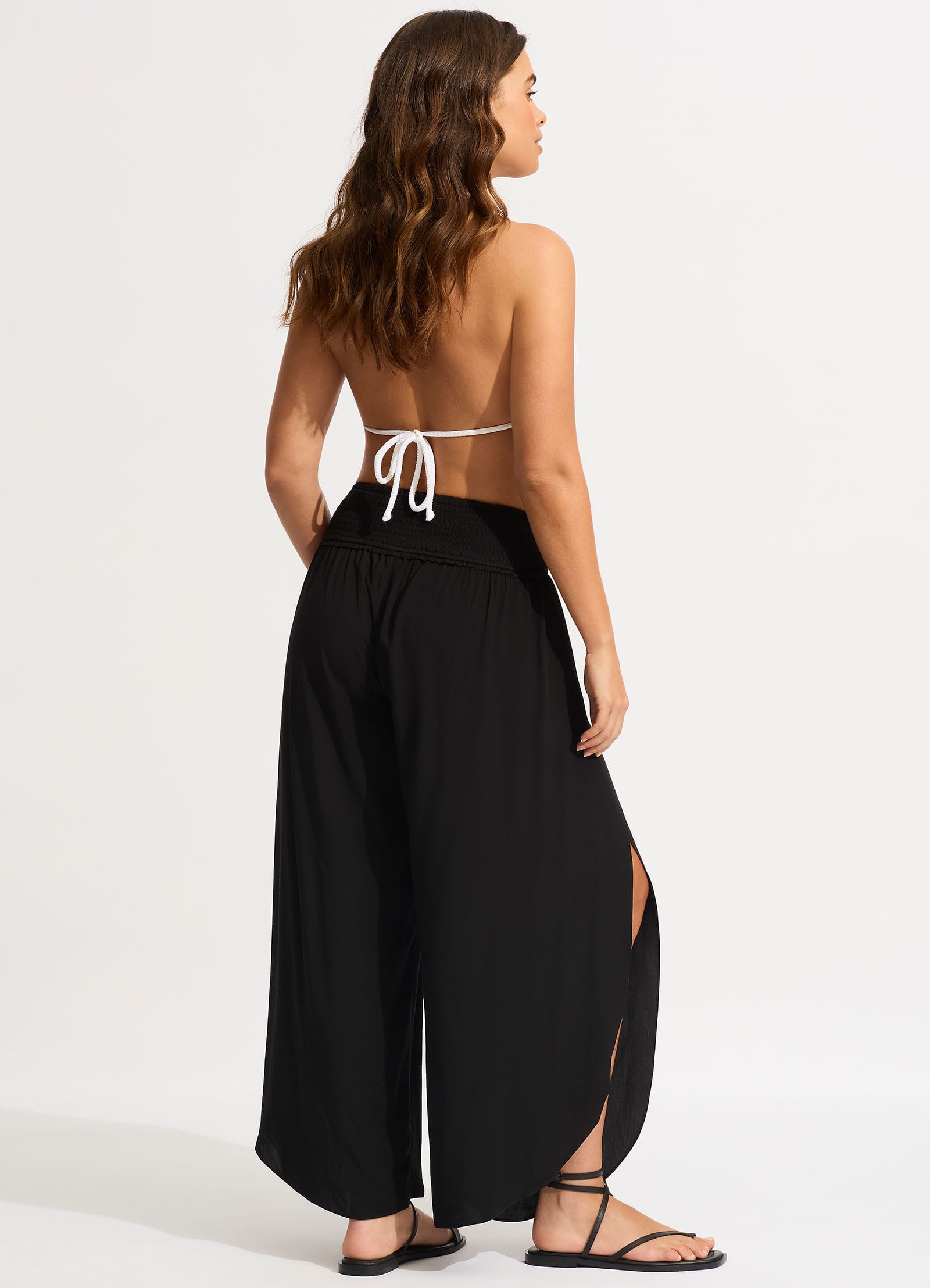 Shirred Waist Wrap Pant - Black – Seafolly Australia
