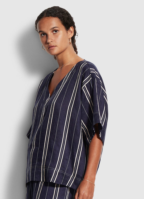 Sand Stripe Top  - Dark Navy