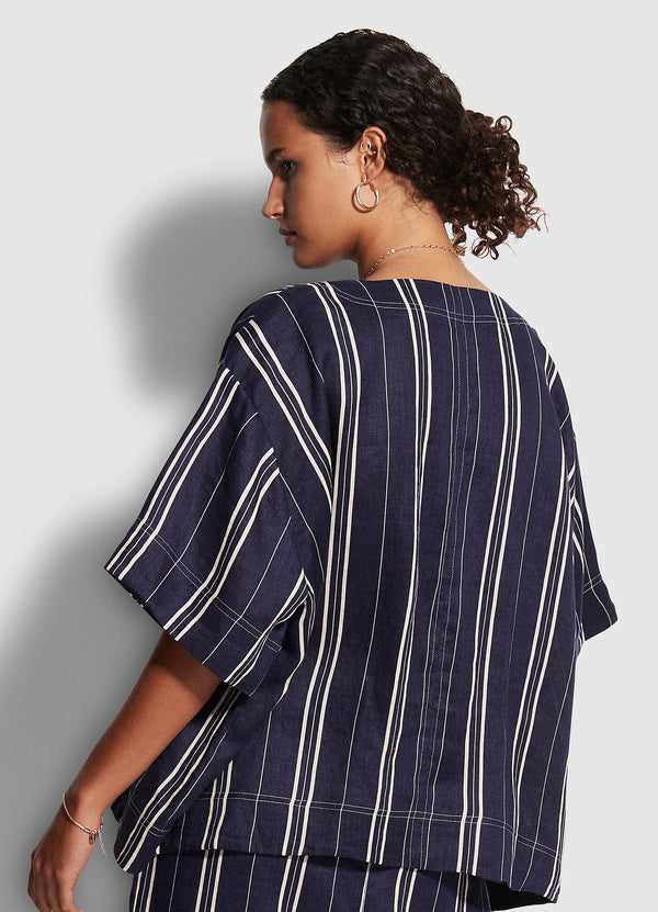 Sand Stripe Top  - Dark Navy