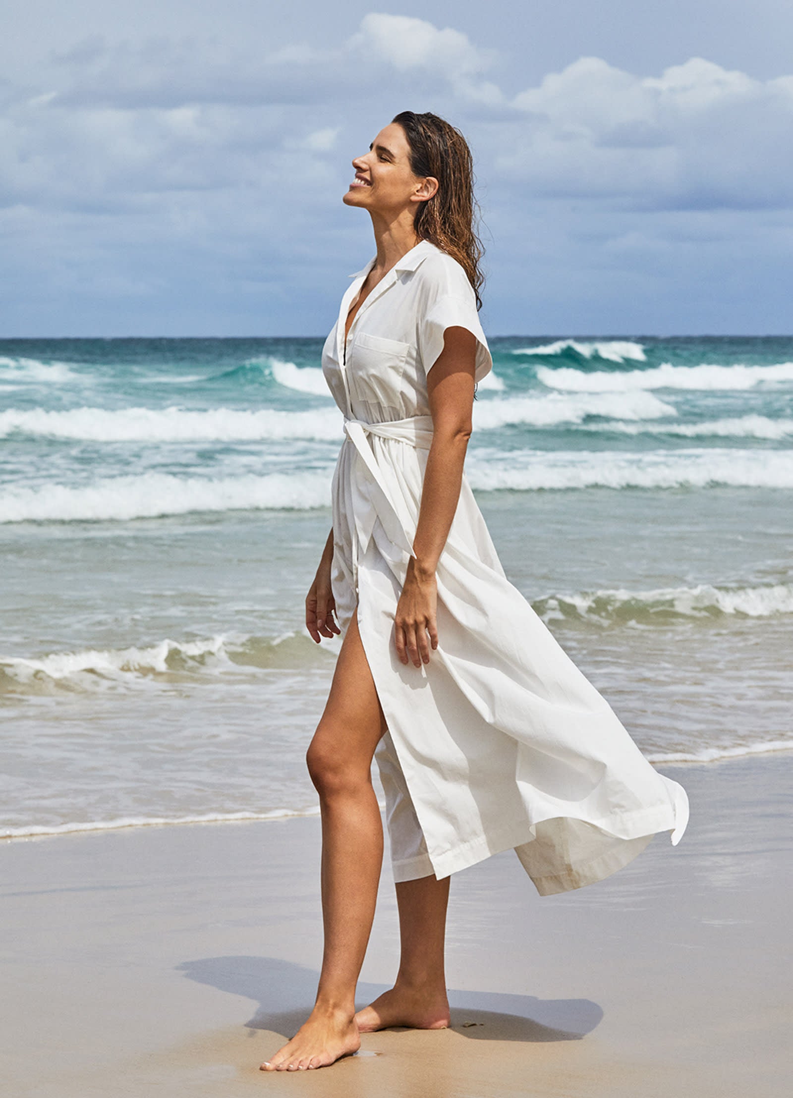 White and blue beach clearance dress