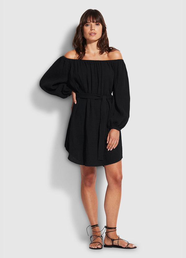 Double Cloth Summer Cover Up  - Black