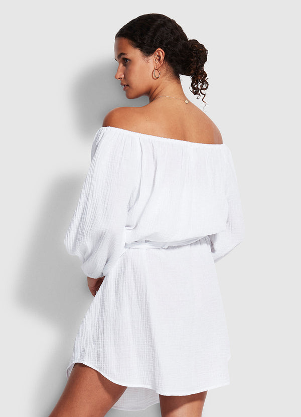 Double Cloth Summer Cover Up  - White