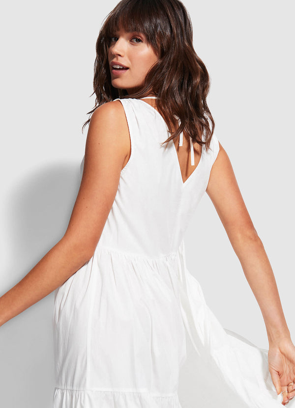 Cotton Poplin Maxi Dress  - White