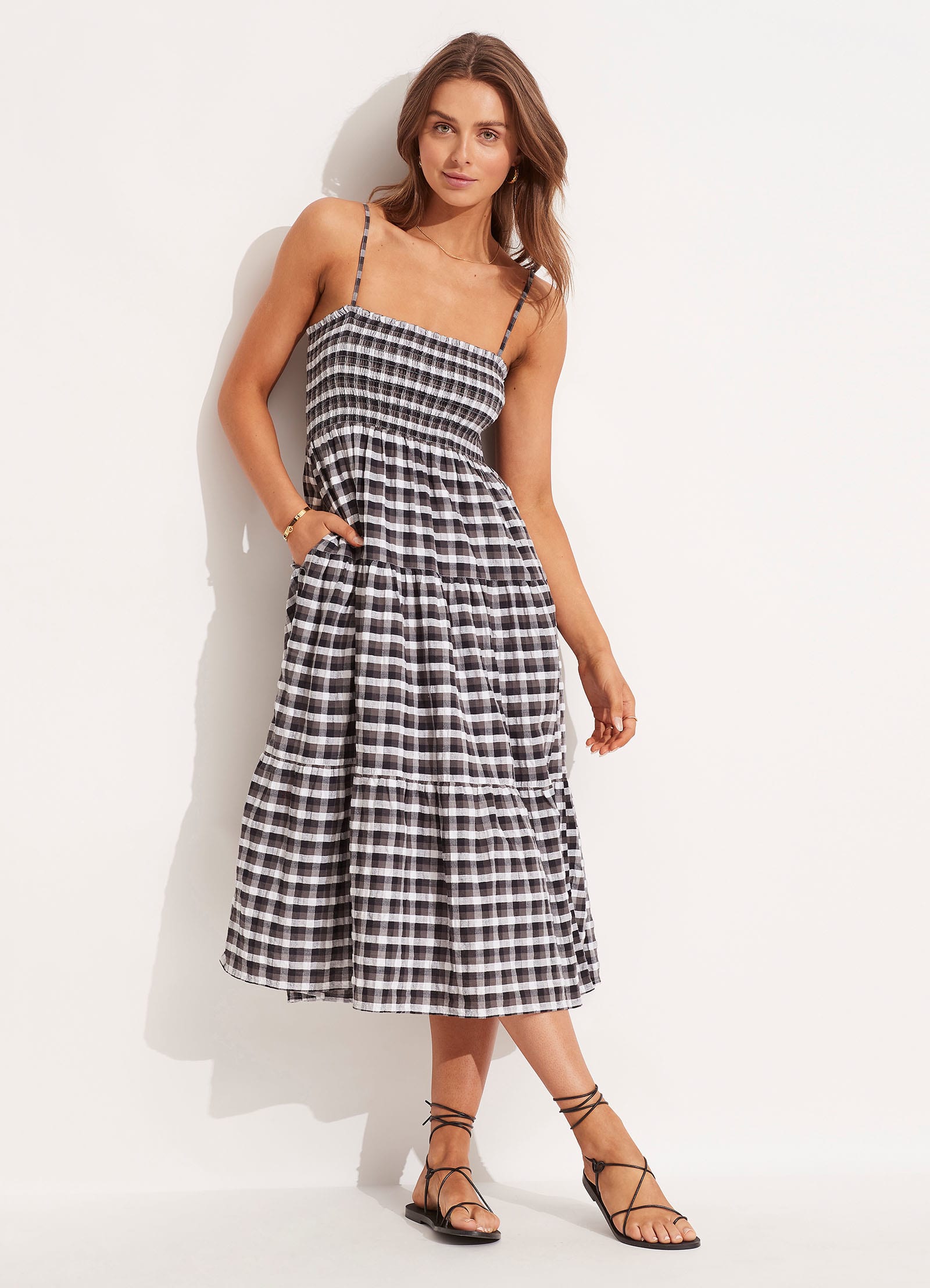 Black and white 2025 gingham maxi dress