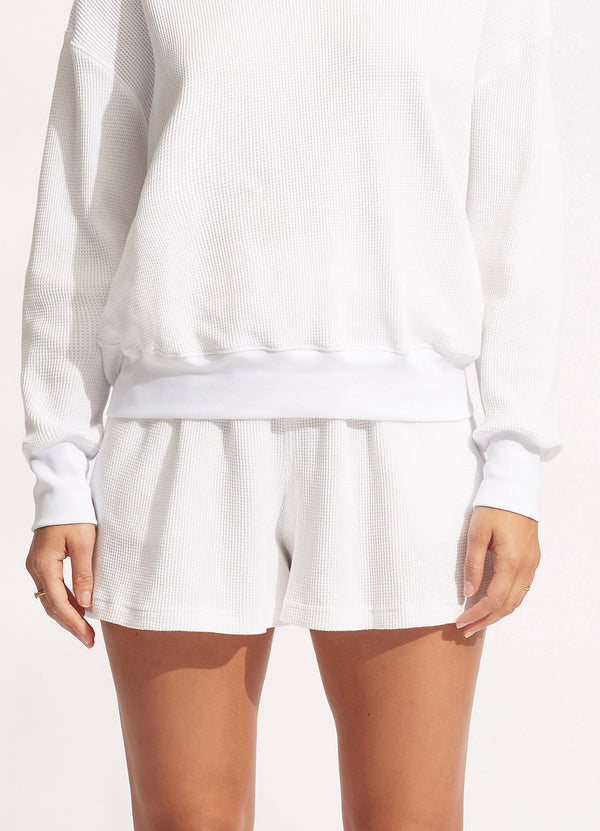 Waffle Beach Short  - White