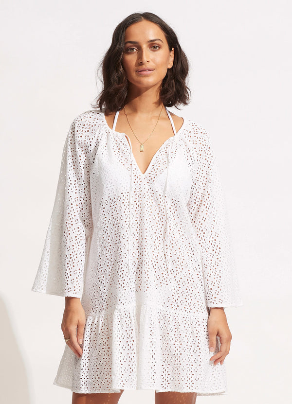 Broderie Anglaise Cover Up   - White