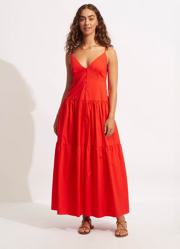 Poplin Maxi Dress - Red
