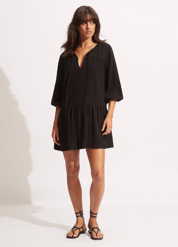Fallow Textured Cotton Cover Up - Black