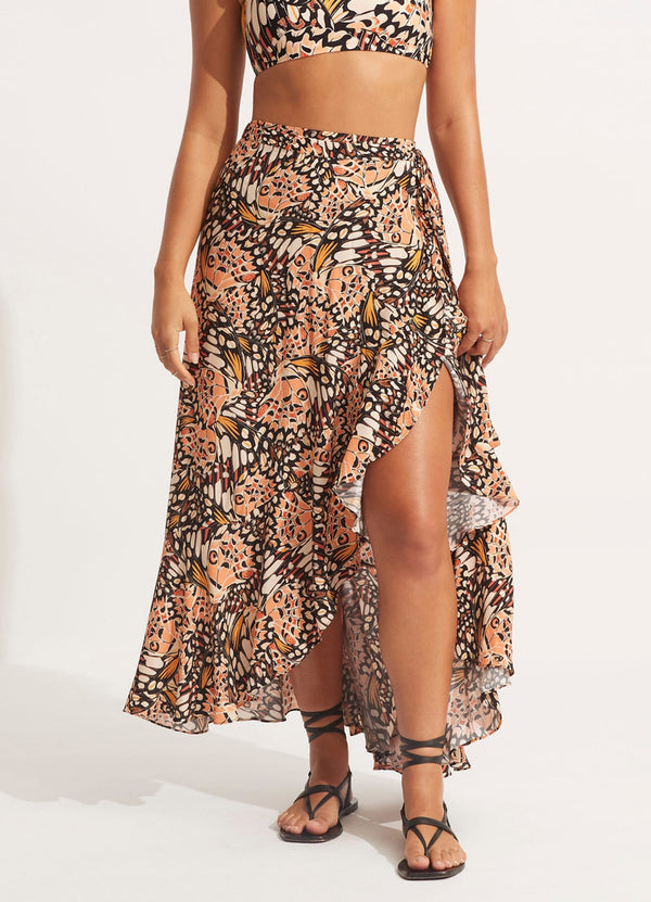 Take Flight Wrap Skirt - Mandarin