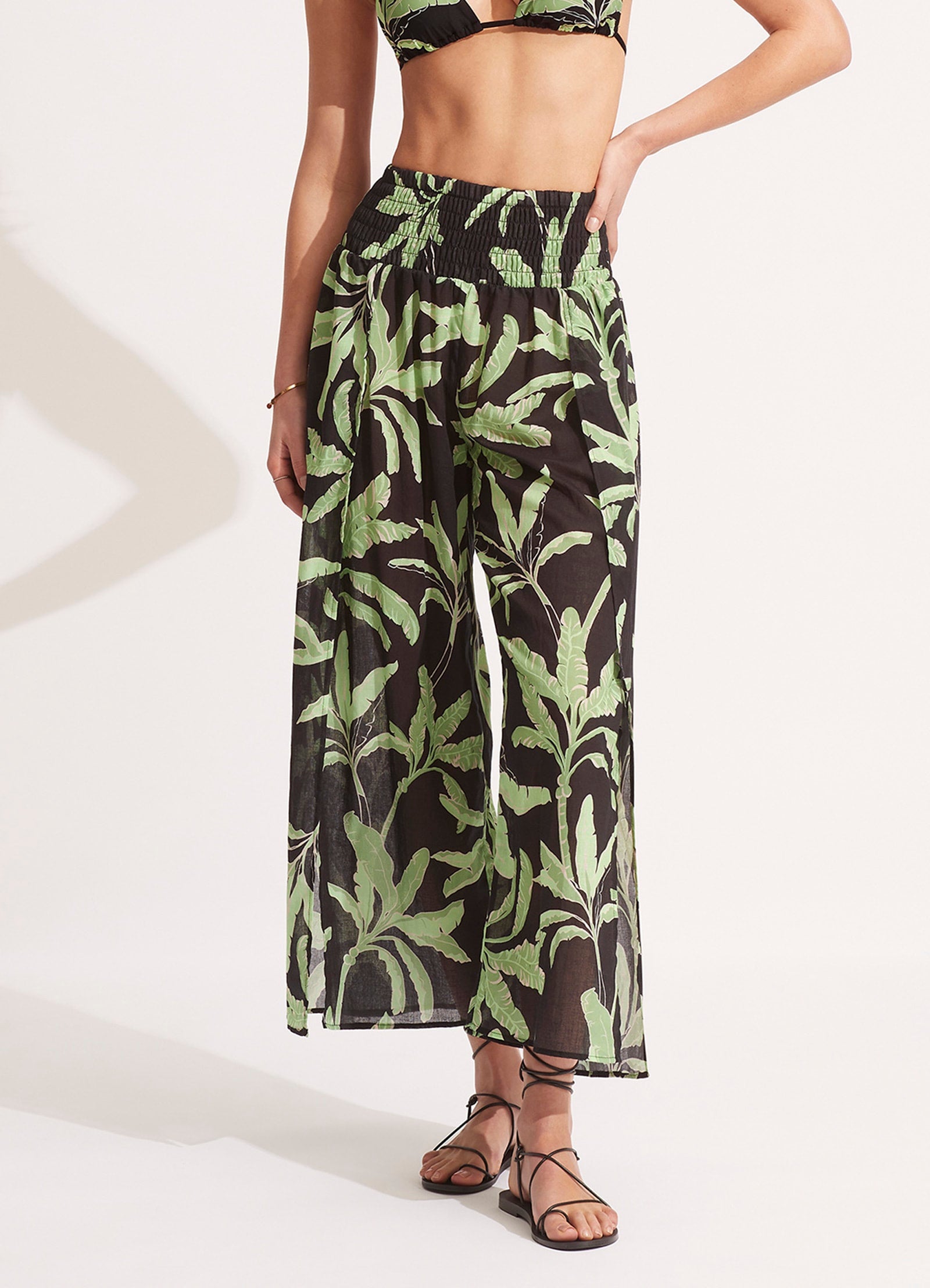 LINEN BLEND WRAP TROUSERS WITH KNOT  Black  ZARA India