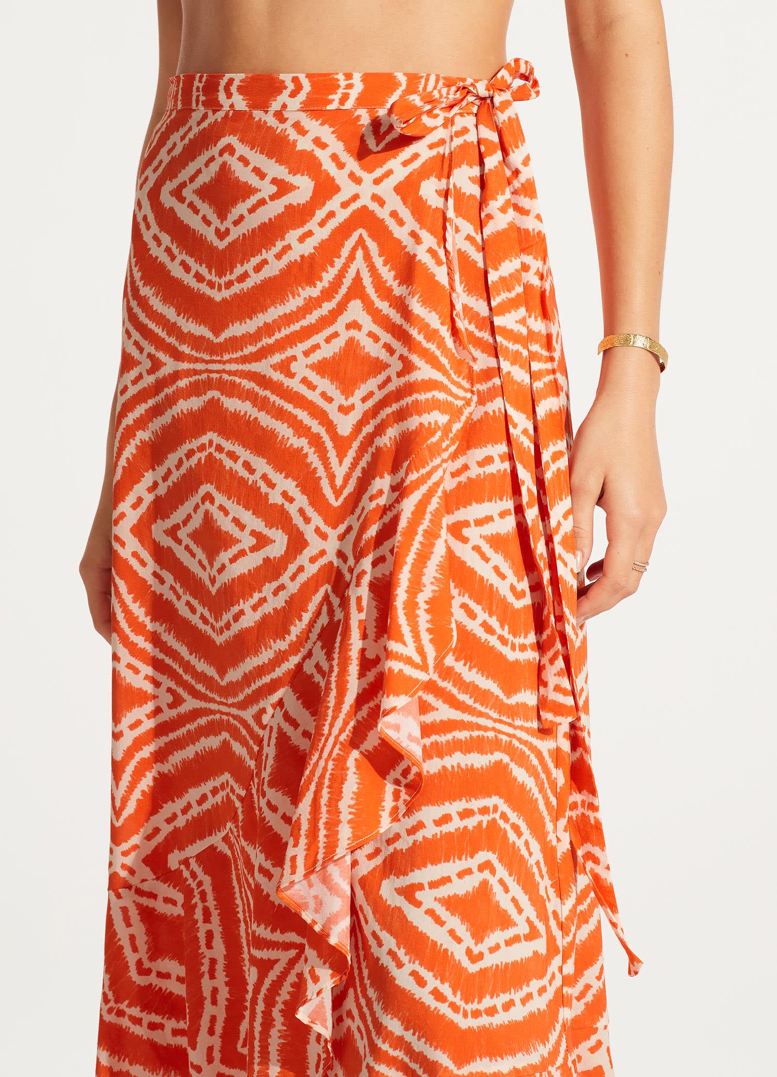 【NONCODE】Bunto String Wrap Skirt Zanzibar Wrap Skirt - Mandarin – Seafolly Australia