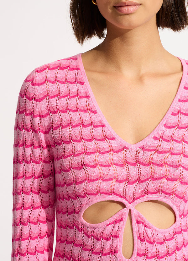 Carnaby Knit Cover Up - Fuchsia Rose