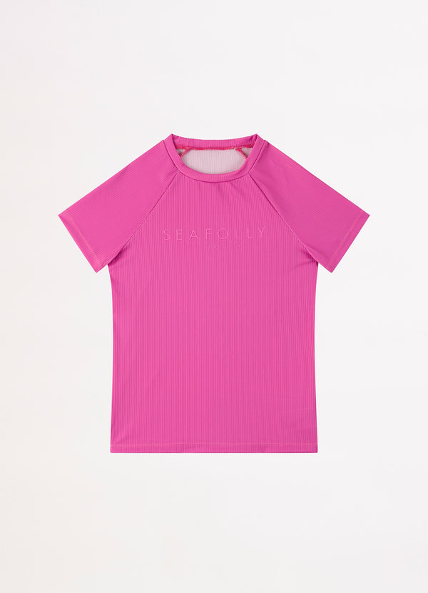 Essential Girls S/S Rash Vest - Pink