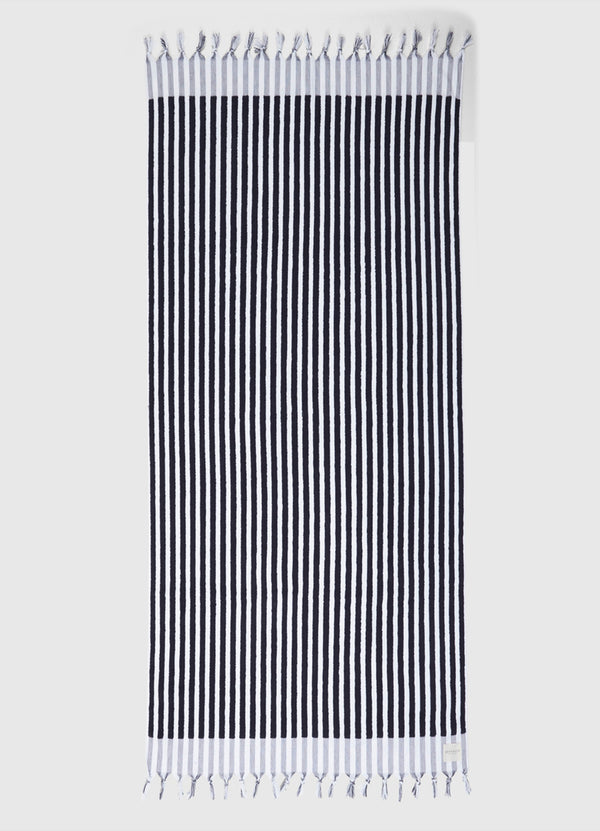 Marina Stripe Towel - True Navy