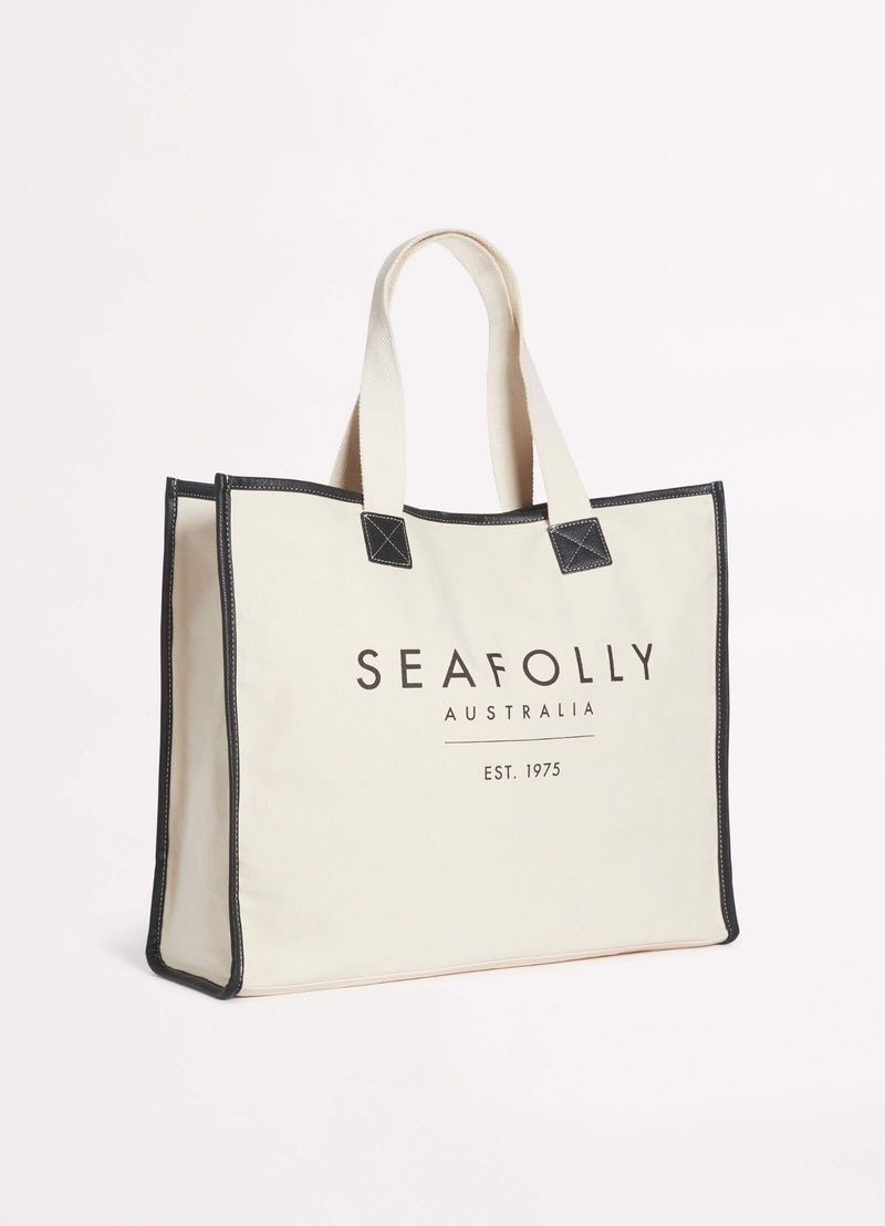 Canvas Tote Bag Black Seafolly Australia