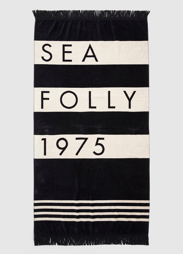 Folly Stripe Towel - Black
