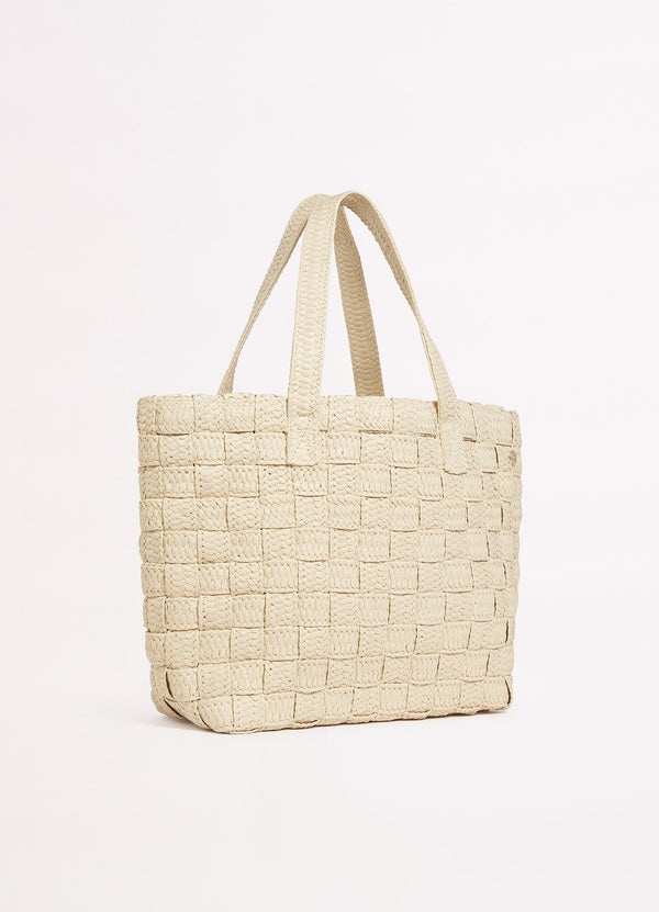 Criss Cross Woven Tote - Natural