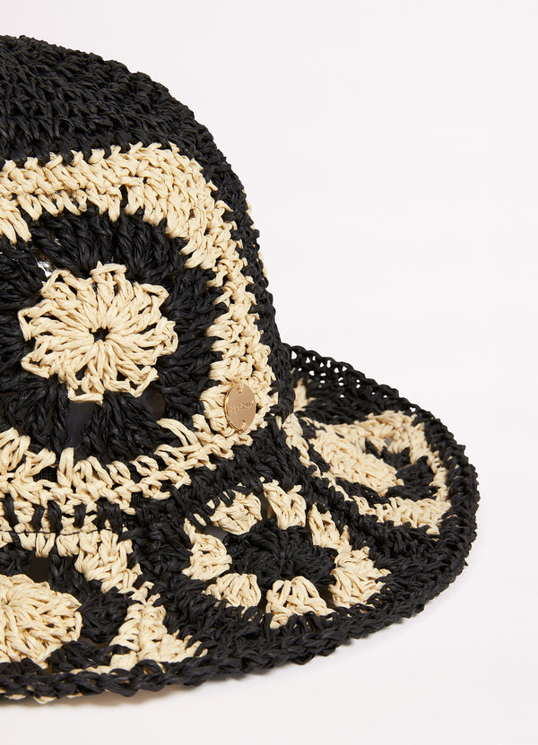 Crochet Hat - Black/Natural